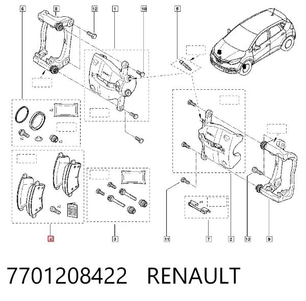 Pastillas de freno 7701208422 Renault (RVI)