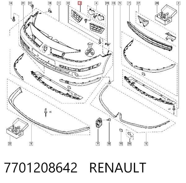 Parrilla 7701208642 Renault (RVI)
