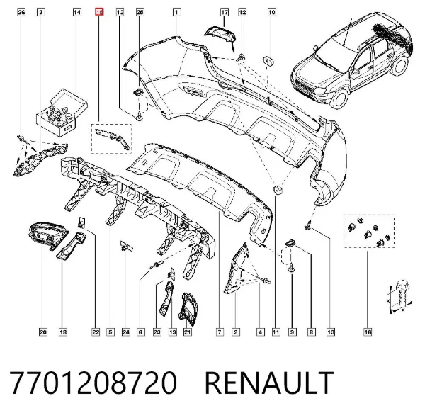 Reflector del parachoques trasero derecho 7701208720 Renault (RVI)