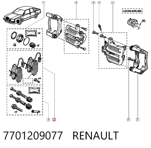 Pastillas de freno 7701209077 Renault (RVI)