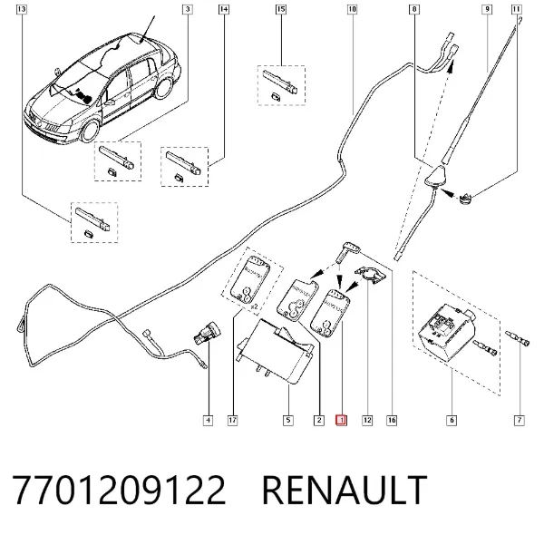 Llavero control de alarma 7701209122 Renault (RVI)