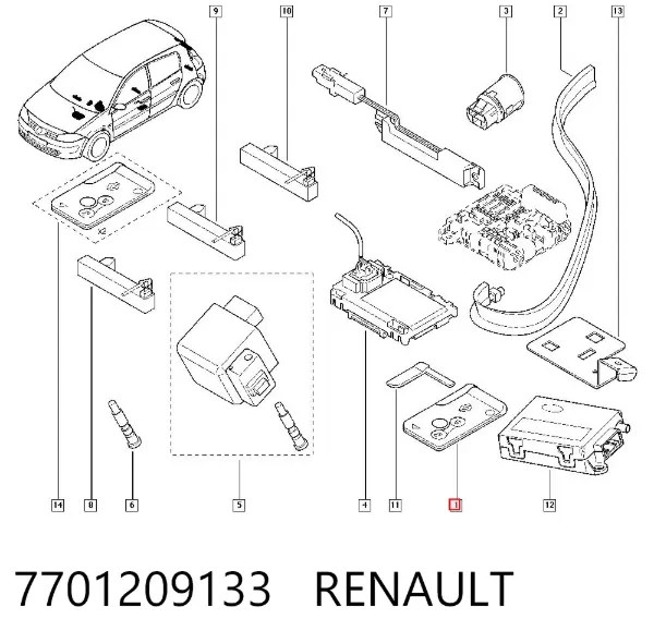 Llave de encendido 7701209133 Renault (RVI)