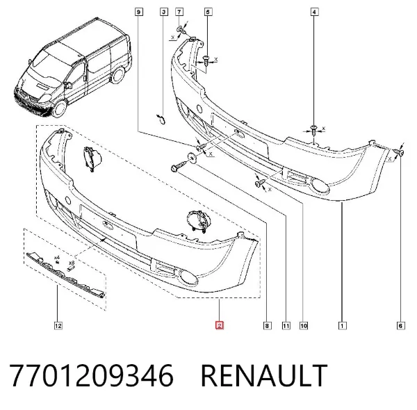 Paragolpes 7701209346 Renault (RVI)
