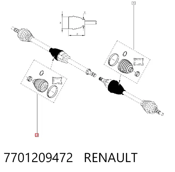 Fuelle de semieje delantero interior 7701209472 Renault (RVI)