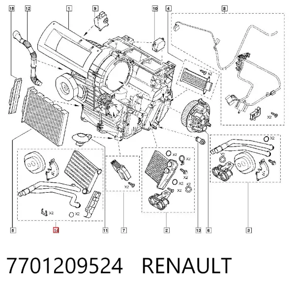 Radiador calefacción 7701209524 Renault (RVI)
