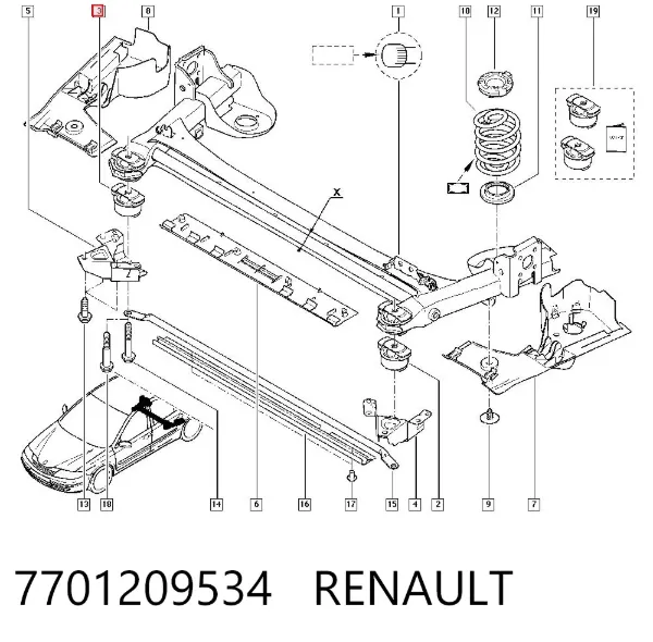 Silentblock trasero 7701209534 Renault (RVI)