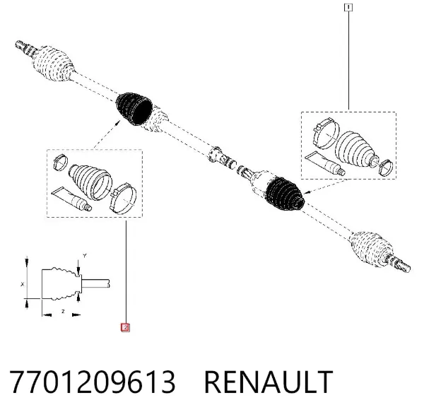 Fuelle de semieje delantero interior 7701209613 Renault (RVI)