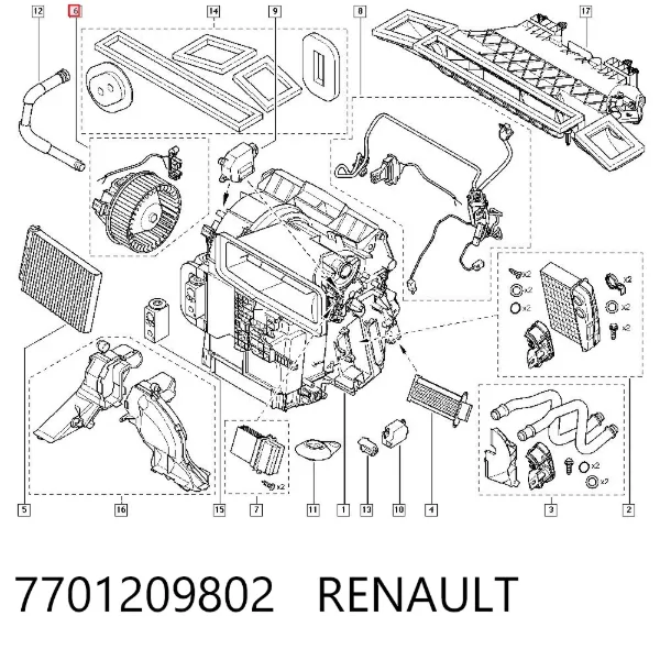 Ventilador habitáculo 7701209802 Renault (RVI)