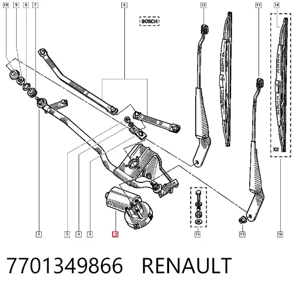 Motor limpiaparabrisas 7701349866 Renault (RVI)