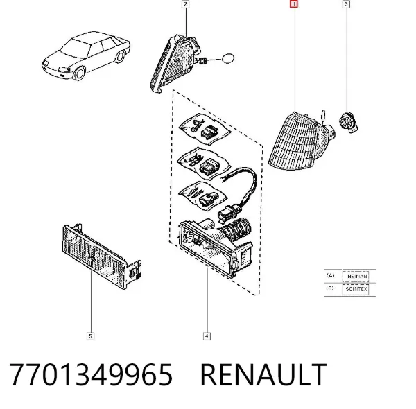 Intermitente izquierdo 7701349965 Renault (RVI)