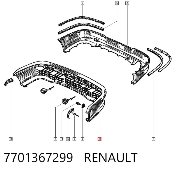 Parachoques trasero 7701367299 Renault (RVI)