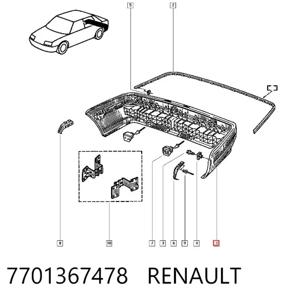 Parachoques trasero 7701367478 Renault (RVI)