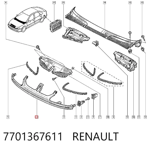 Tapa Para Faro Inferior 7701367611 Renault (RVI)