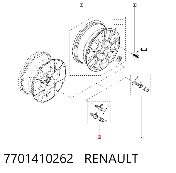 Tornillo de rueda 7701410262 Renault (RVI)