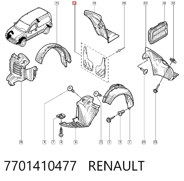 Faldillas guardabarros traseros 7701410477 Renault (RVI)