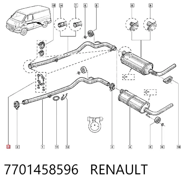 Abrazadera de sujeción delantera 7701458596 Renault (RVI)