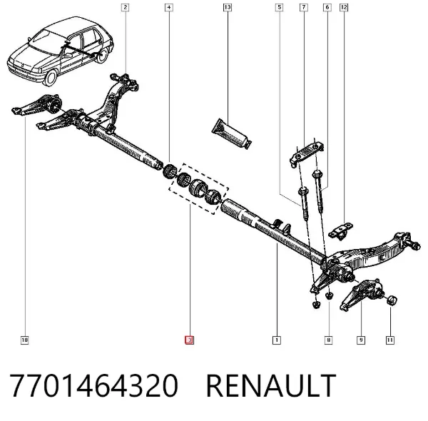 Silentblock trasero 7701464320 Renault (RVI)