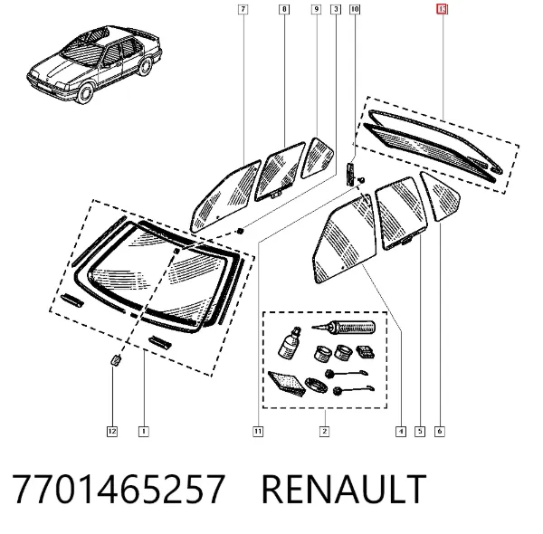 Cristal de el maletero, 3/5 puertas traseras (trastes) 7701465257 Renault (RVI)