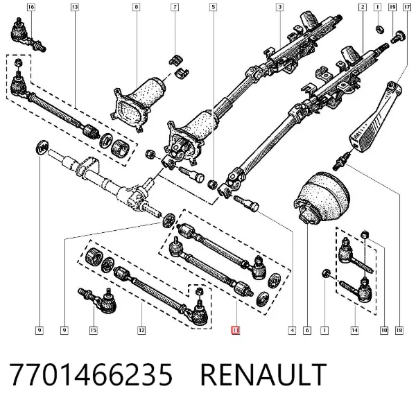 Barra de acoplamiento 7701466235 Renault (RVI)
