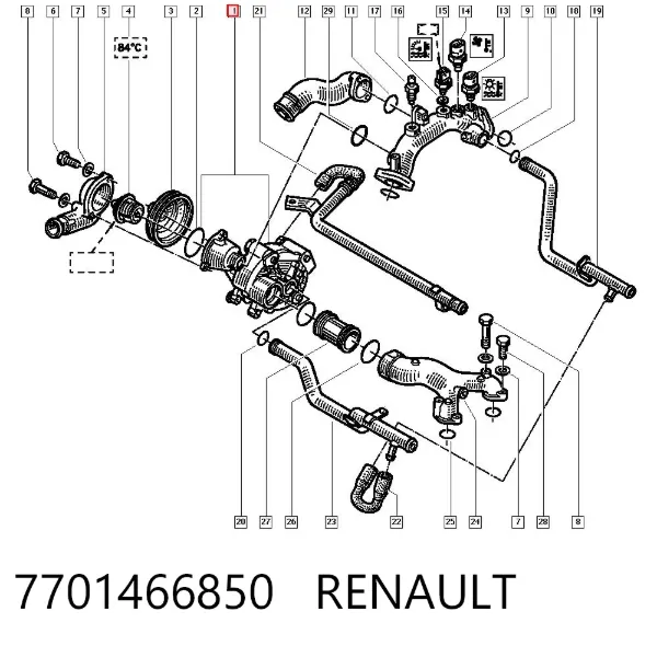 Bomba de agua 7701466850 Renault (RVI)