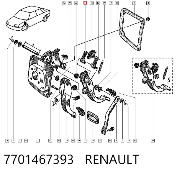Pedal embrague Renault 19 II