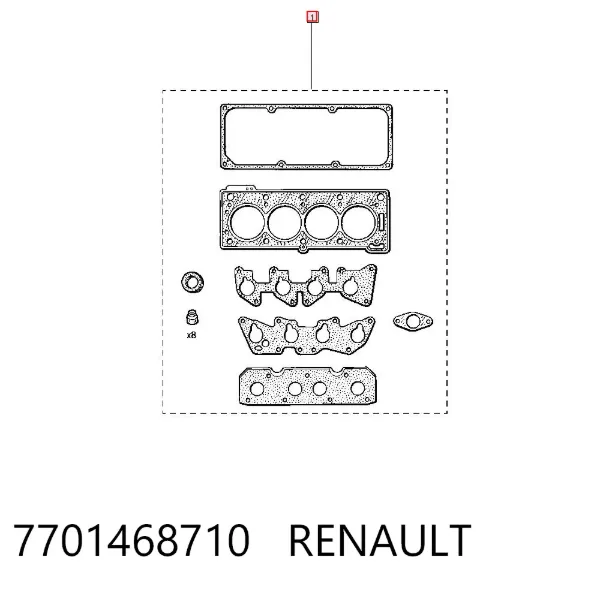 Juego de juntas superiores de motor 7701468710 Renault (RVI)