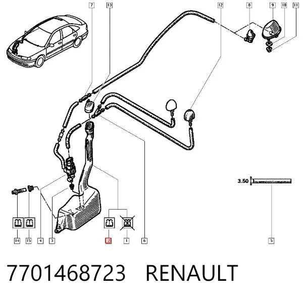 Depósito de limpiaparabrisas 7701468723 Renault (RVI)