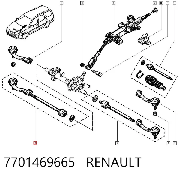 Barra de acoplamiento 7701469665 Renault (RVI)