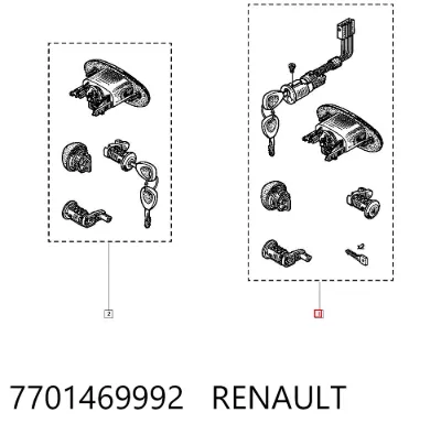 Juego de cilindros de cerradura RENAULT 7701469992