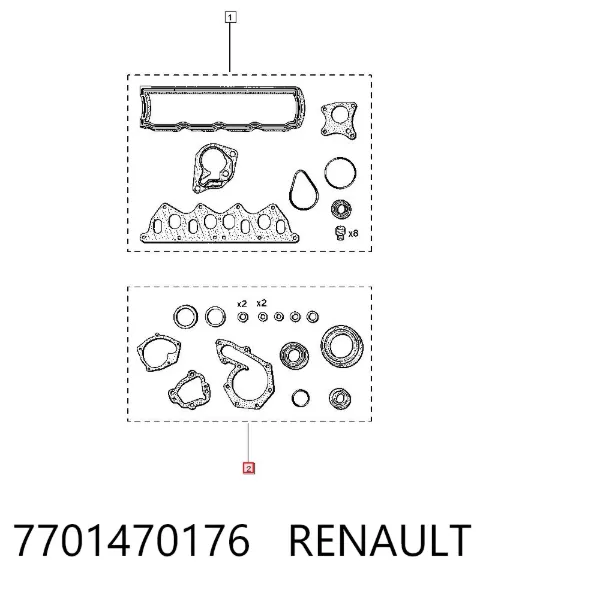 Juego de juntas inferiores del motor 7701470176 Renault (RVI)