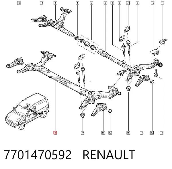 Puente trasero 7701470592 Renault (RVI)