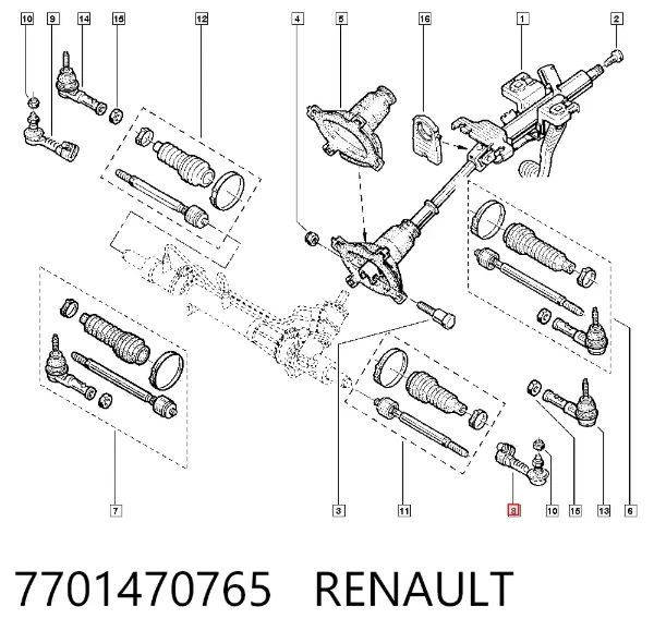 Rótula barra de dirección 7701470765 Renault (RVI)
