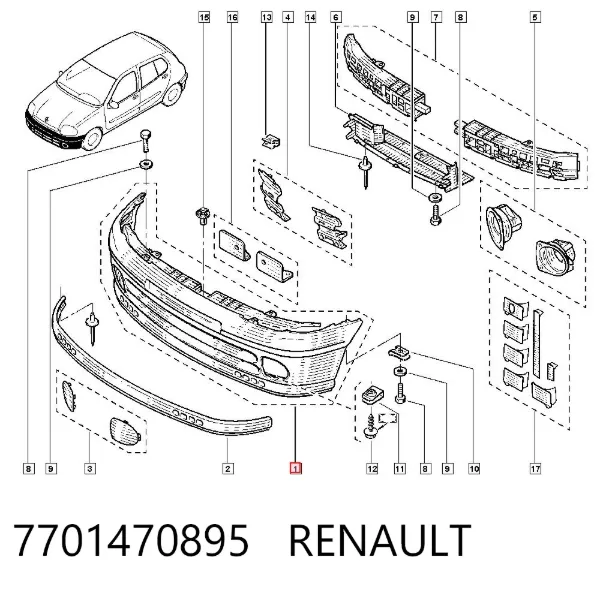 Paragolpes 7701470895 Renault (RVI)