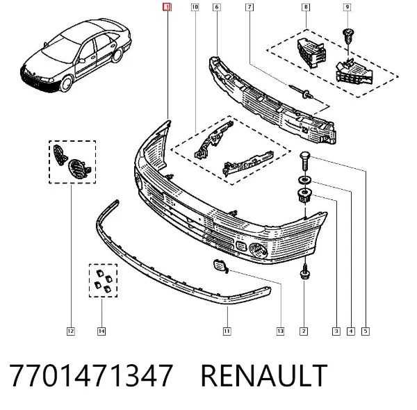 Paragolpes 7701471347 Renault (RVI)