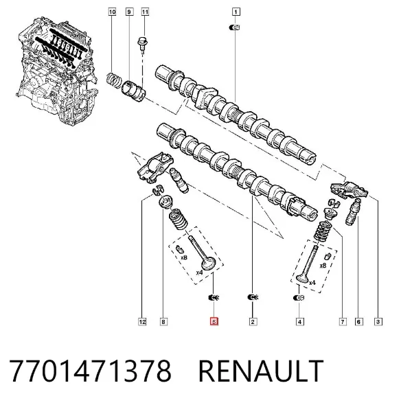 Válvulas de admisión 7701471378 Renault (RVI)