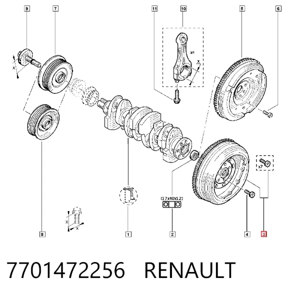 Volante motor 7701472256 Renault (RVI)