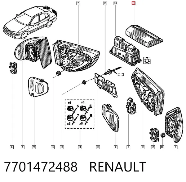 Tercera luz de freno 7701472488 Renault (RVI)