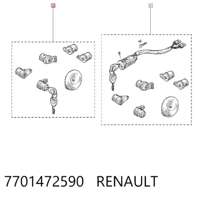 Juego de cilindros de cerradura RENAULT 7701472590
