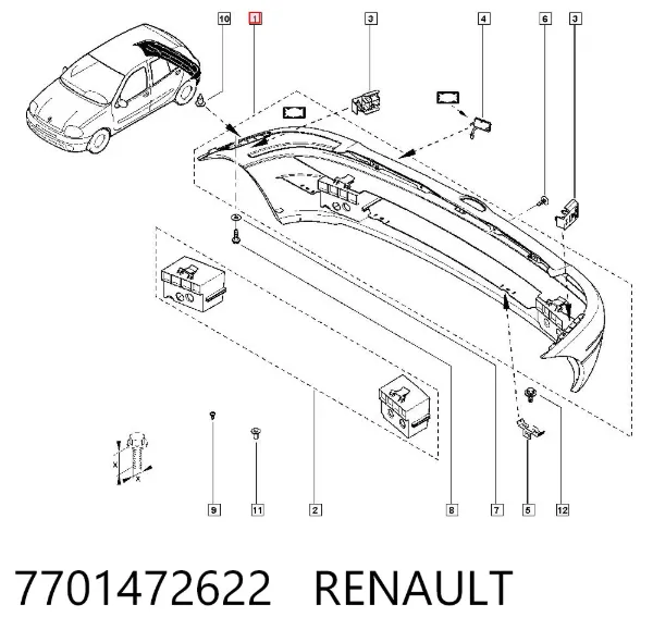 Parachoques trasero 7701472622 Renault (RVI)