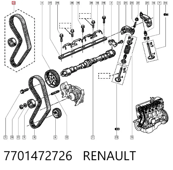 Kit de distribución 7701472726 Renault (RVI)