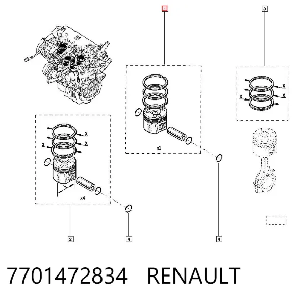 Pistón 7701472834 Renault (RVI)