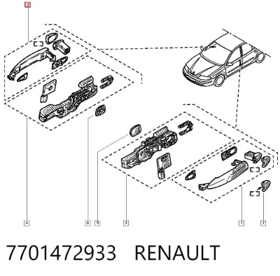 Manija exterior de puerta izquierda delantera/trasera RENAULT 7701472933