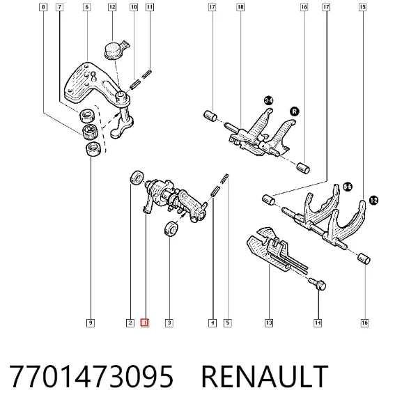 Mecanismo de selección de marchas 7701473095 Renault (RVI)