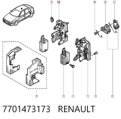 Cerradura de la puerta trasera derecha RENAULT 7701473173