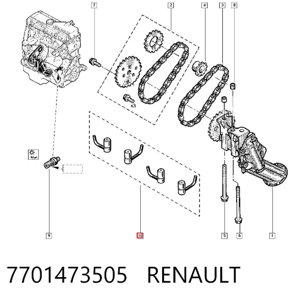 Tobera de aceite 7701473505 Renault (RVI)