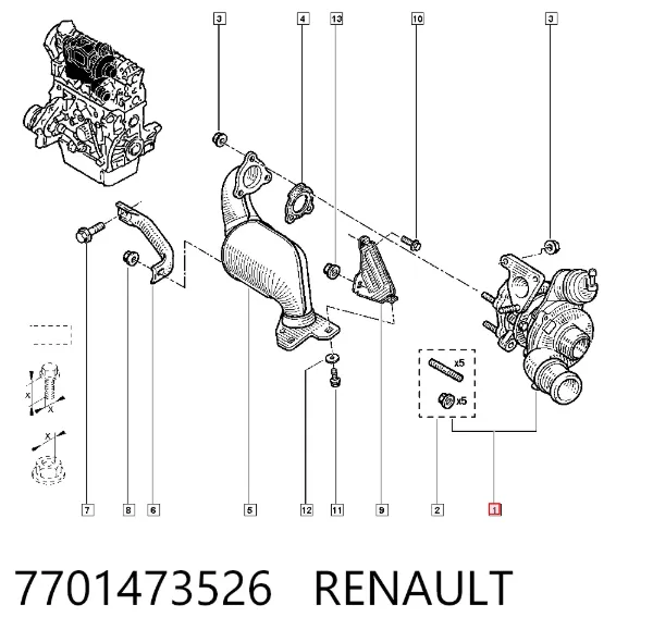 Turbocompresor 7701473526 Renault (RVI)