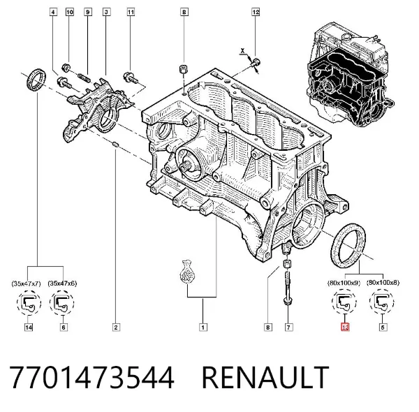 Retén de cigüeñal 7701473544 Renault (RVI)