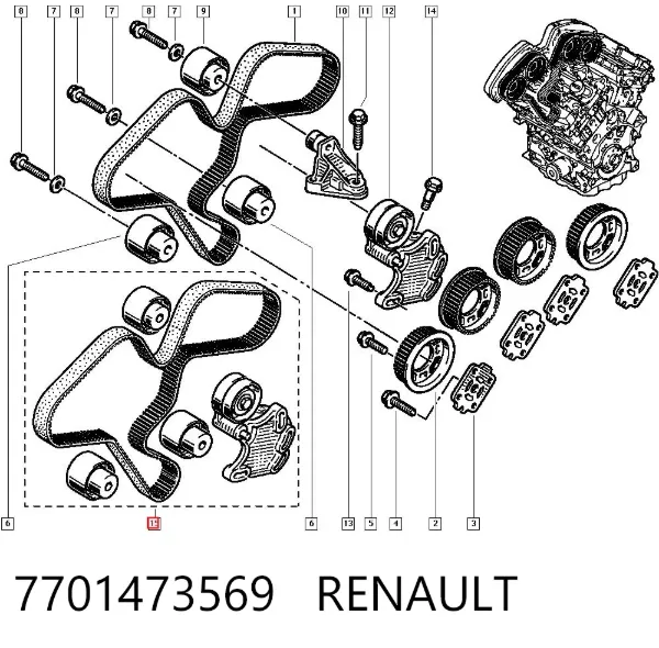 Kit de distribución 7701473569 Renault (RVI)