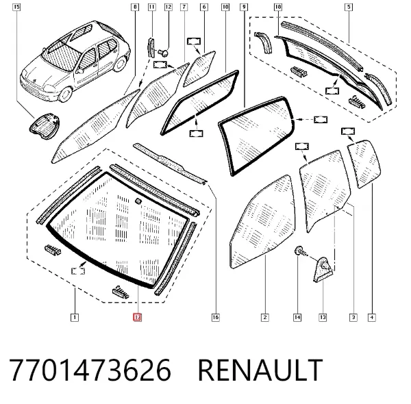 Parabrisas 7701473626 Renault (RVI)