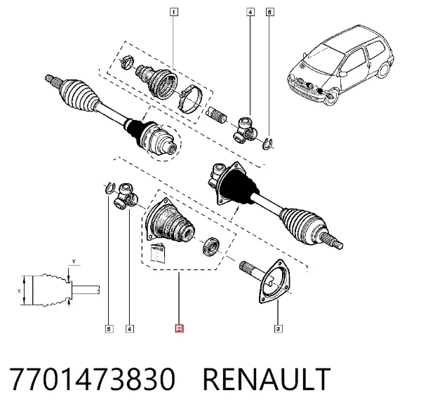 Fuelle, junta homocinética interna izquierda del semieje delantero 7701473830 Renault (RVI)